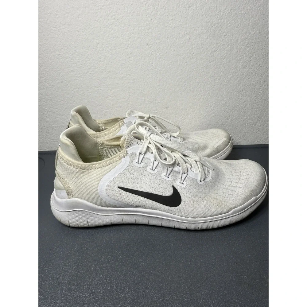 Nike Free RN 2018 Shoes‎ Mens Size 8 White Black Running Sneakers 942836-100